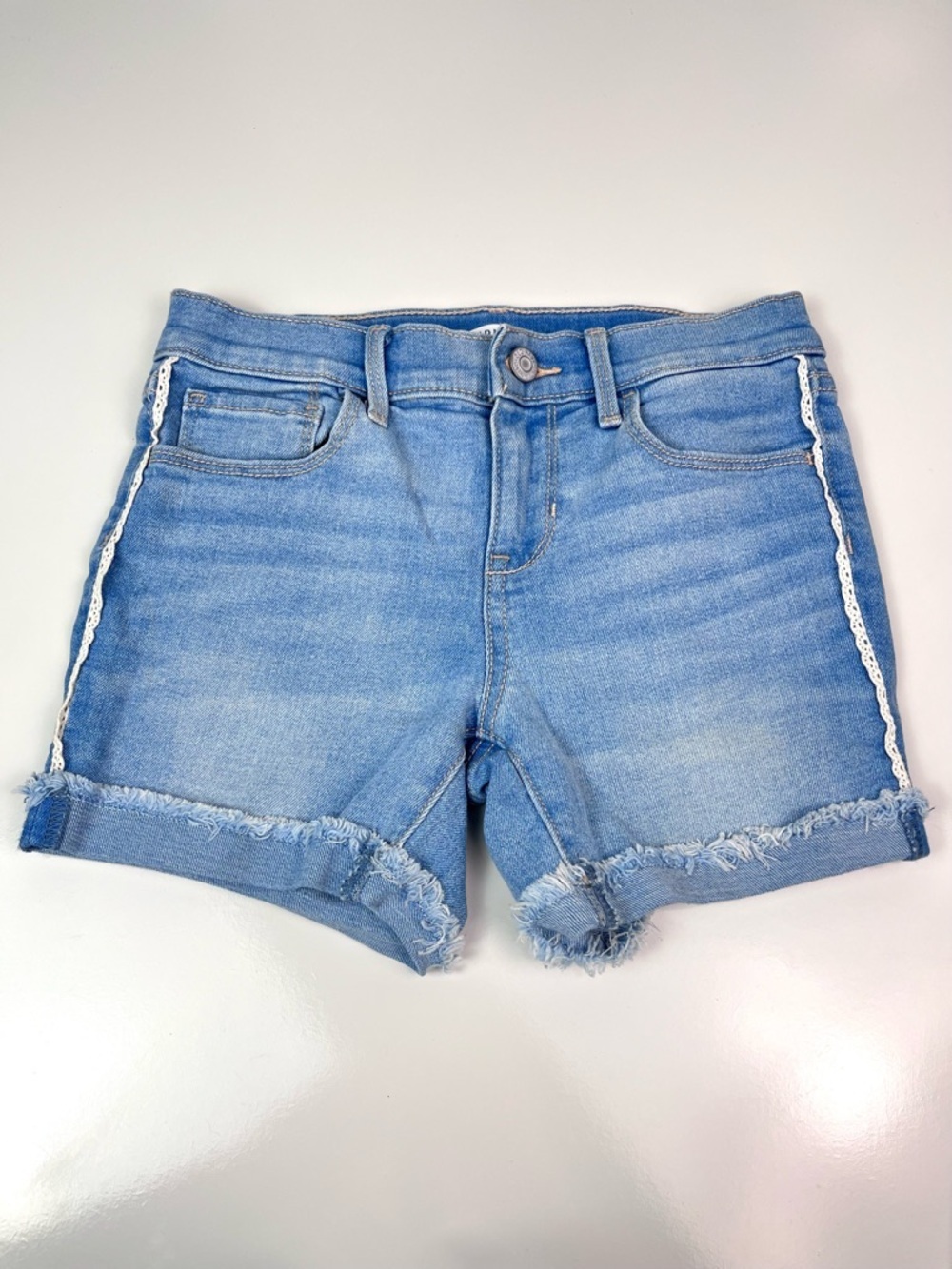 Old Navy Girls Kids Cuffed Jean Shorts Lace Side Detail Sz 10